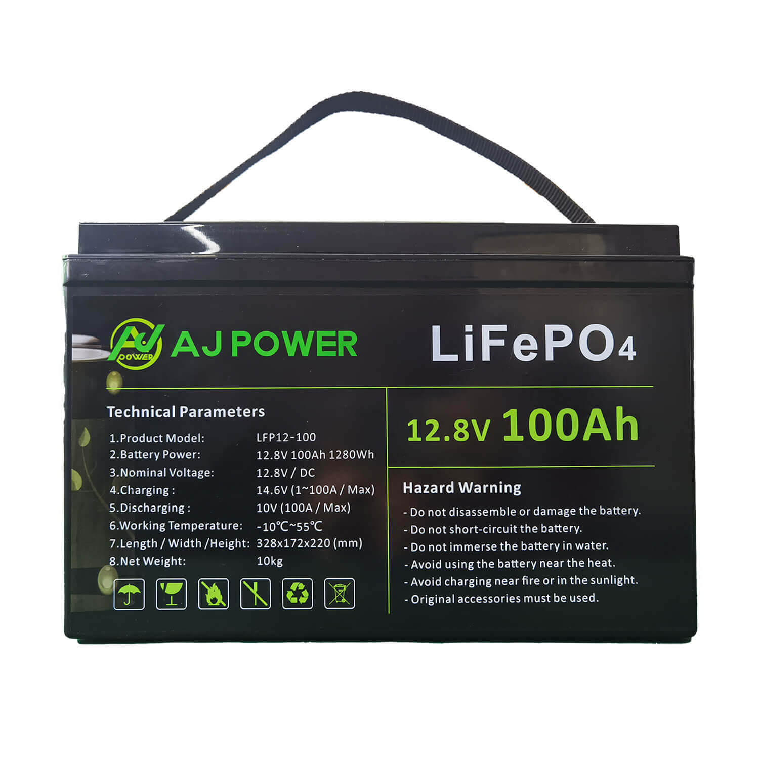 بطارية شاحن LiFePO4 عالية السعة AJ-LFP12V100Ah - استبدال حمض الرصاص الفائق