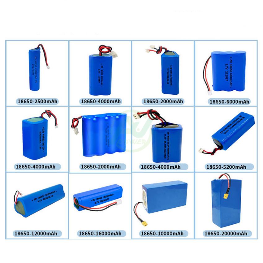 تخصيص بطارية ليثيوم أيون قابلة للشحن 3.7V 7.4V 11.1V 12V 14.8V 18650 21700 32700